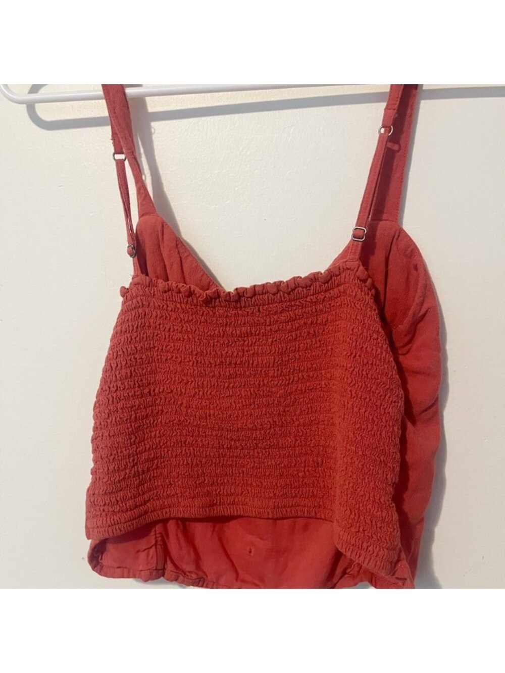 Women's Red Faux Button-Up Crop Top Cami - Picture 2 of 2